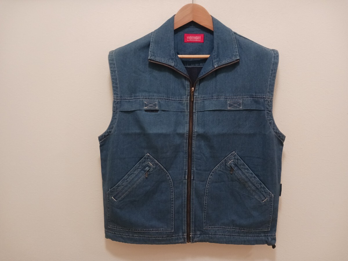 5897　デニムベスト|COWBELL MATE カウベルメイト E-505|インディゴ|3Lサイズ|新品未使用|綿100％|通年|作業ベスト|ジーンズ|ネイビー 紺_画像1
