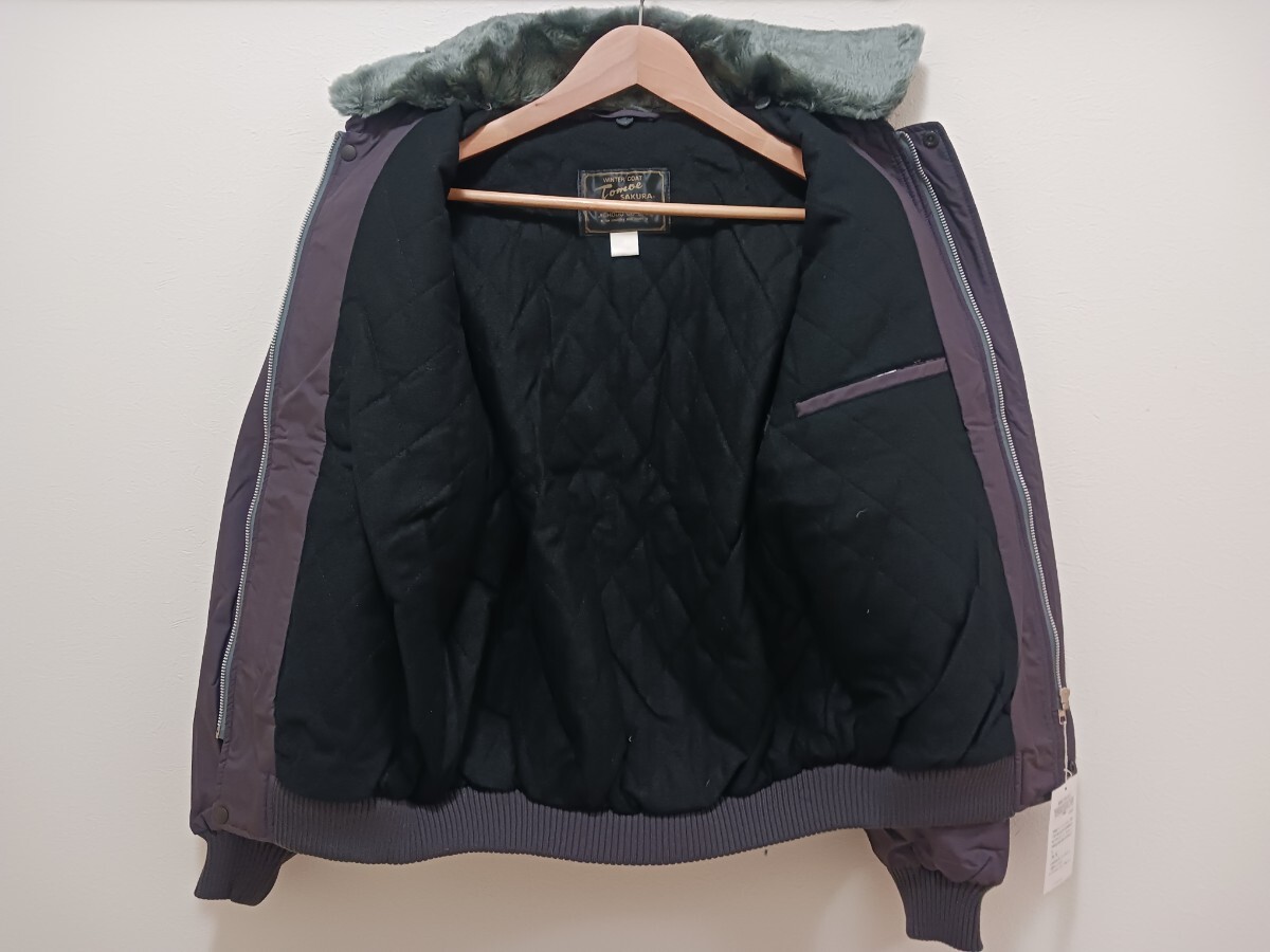 5837 自重堂8300Tomoe SAKURA|防寒ブルゾン|ミストパープル|4Lサイズ|新品未使用|衿ボア脱着|格納フード|超耐久撥水|パイロットジャンパー_画像3
