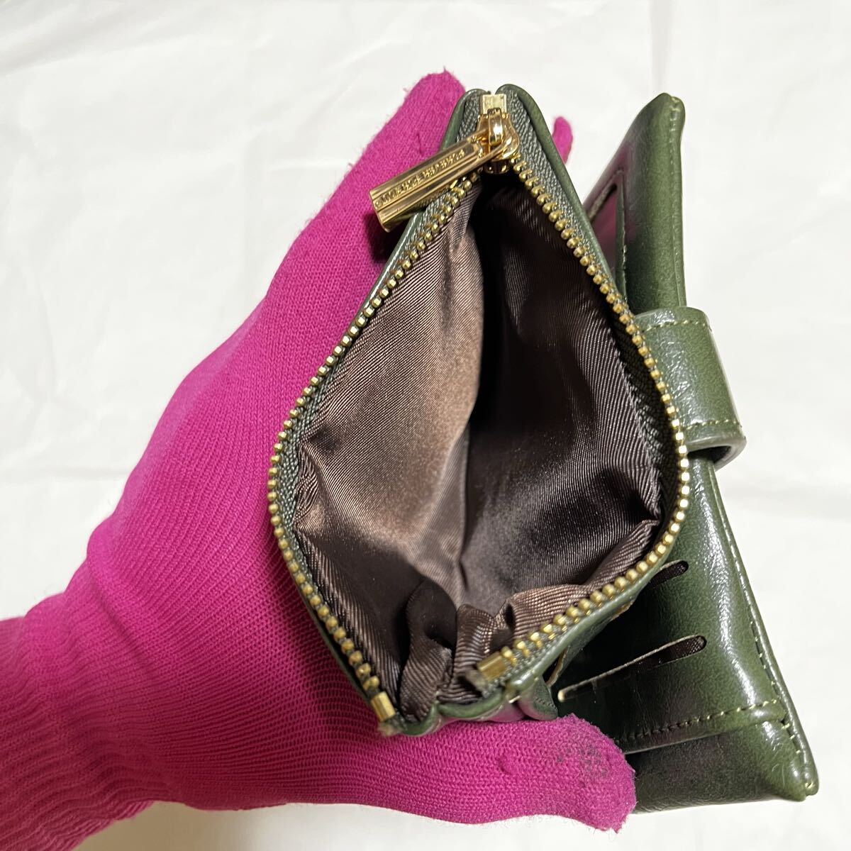 【美品】【FOREVER FOR YOU】 二つ折り財布 / グリーン系_画像7