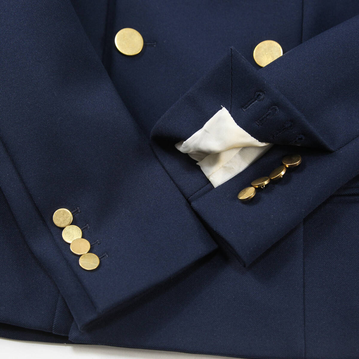 希少 美品 CELINE フィービー期 ポリエステルサージ 6Bダブルブレステッド ブレザー 2 5I54 / 3812 36 金ボタン ジャケット 紺ブレ SSM6447_画像7