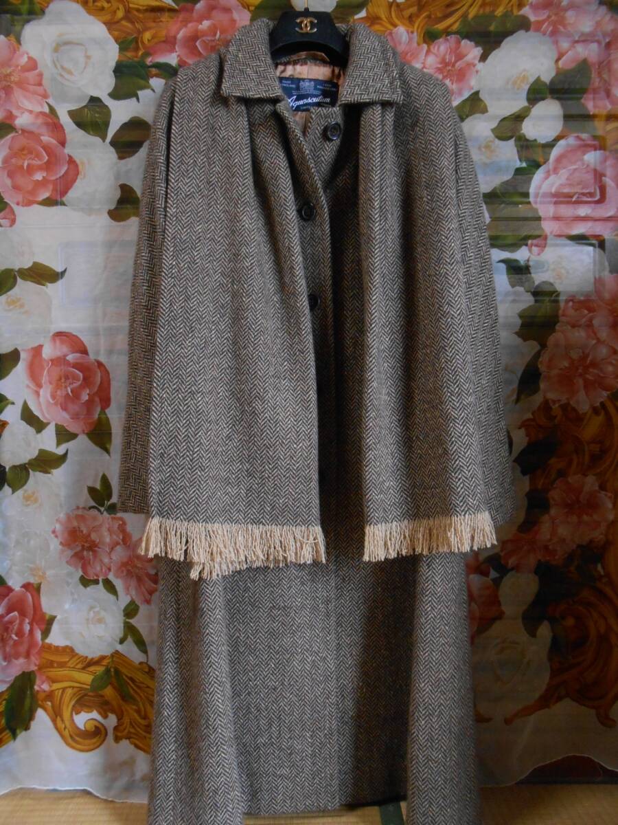 英国王室御用達アクアスキュータム限定品カシミヤストールコート_画像1