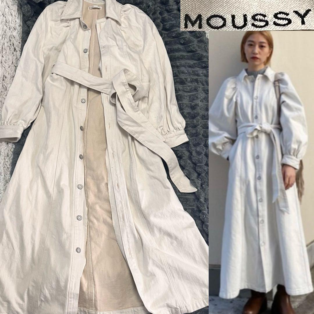 MOUSSY PUFF SLEEVE DENIM LONG DRESS コート マウジー - 色: ホワイト(系) アイボリー - スタイル: ロングコート ロング丈(ミモレ丈)_画像1