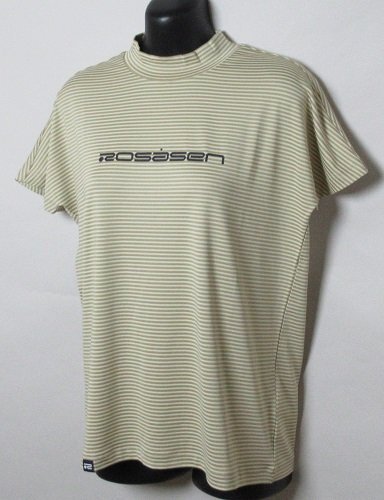 新品 ロサーセン/ROSASEN ゴルフ　ボーダー モックネック 半袖シャツ/レターパック\430/40(M)/045-21344/サンプル品/ベージュ_画像1
