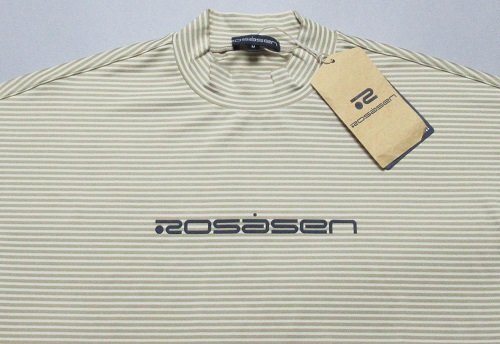 新品 ロサーセン/ROSASEN ゴルフ　ボーダー モックネック 半袖シャツ/レターパック\430/40(M)/045-21344/サンプル品/ベージュ_画像2