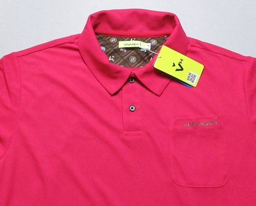 新品 ビバハート/VIVA HEART ゴルフ　アイスタッチ鹿の子 半袖ポロシャツ/レター\430/定価13200円/50(L)/011-23440/サンプル品/レッド_画像2