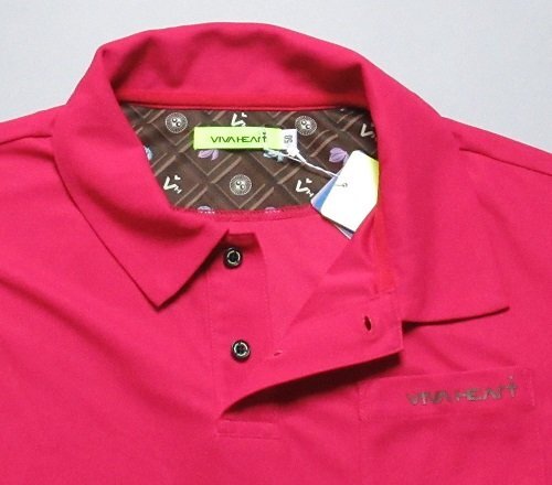 新品 ビバハート/VIVA HEART ゴルフ　アイスタッチ鹿の子 半袖ポロシャツ/レター\430/定価13200円/50(L)/011-23440/サンプル品/レッド_画像3