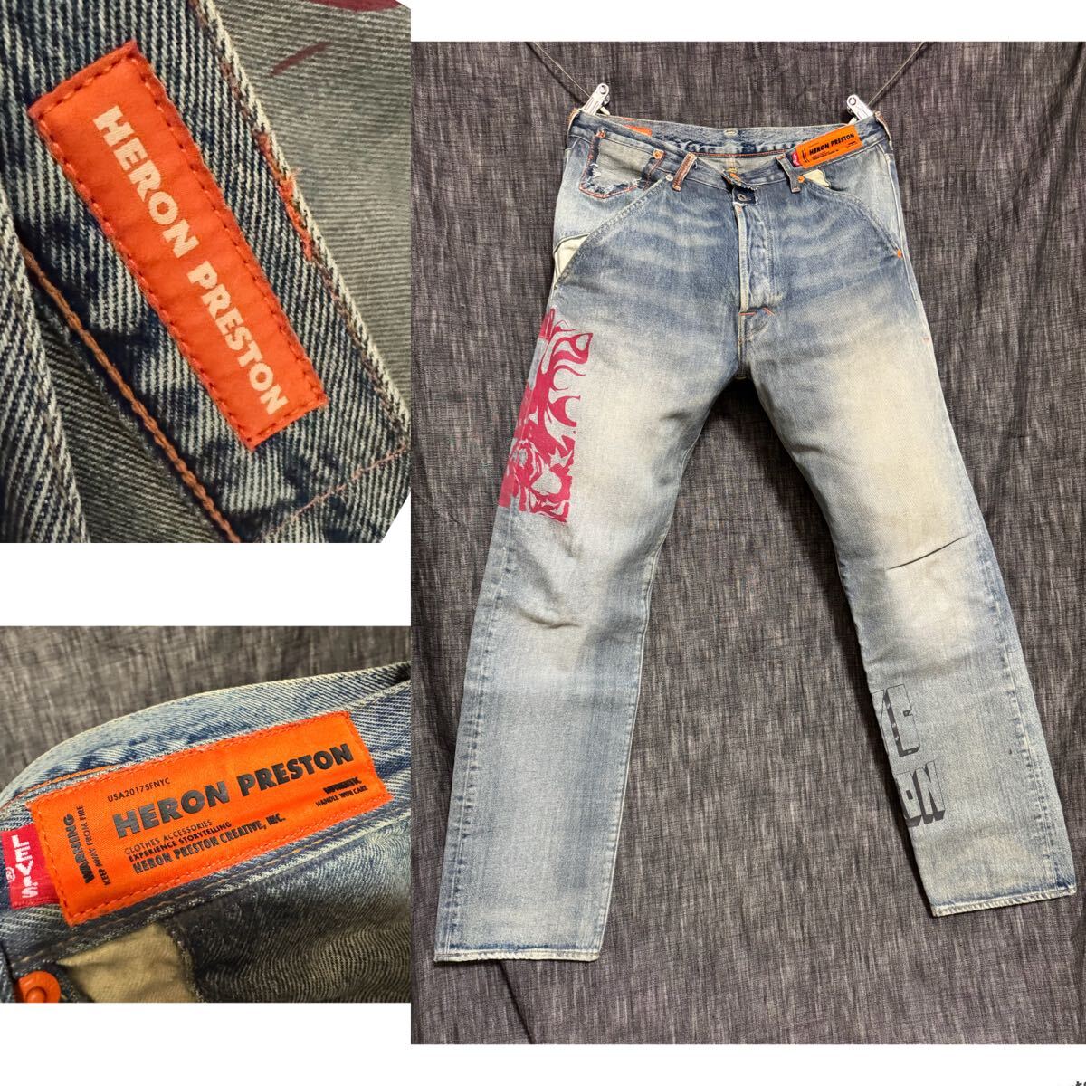 定価41800円 HERON PRESTON 意図的な間違いデニム ジーンズ_画像1