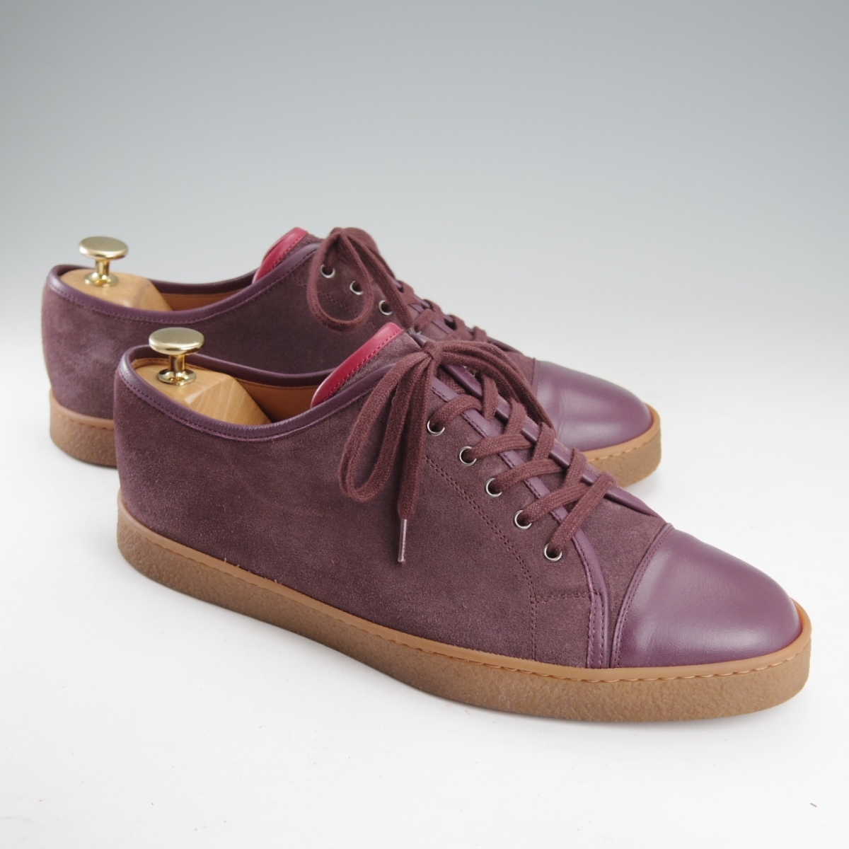 極美品★ジョンロブ 7.5E【注文価格￥194,040-★バイリクエスト品/LEVAH】0315ラスト/レザースニーカー/PLUM/赤茶/JOHN LOBB★o148-8_画像3