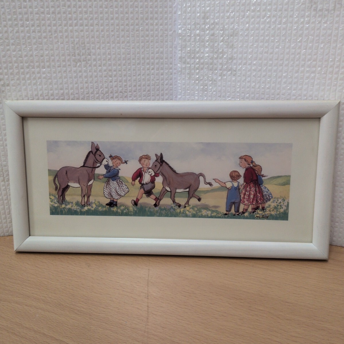 ★額縁★イラストレーション★CREATIONS ROY★ロバと子どもたち★インテリア★アンティーク★札幌★北海道★_画像1