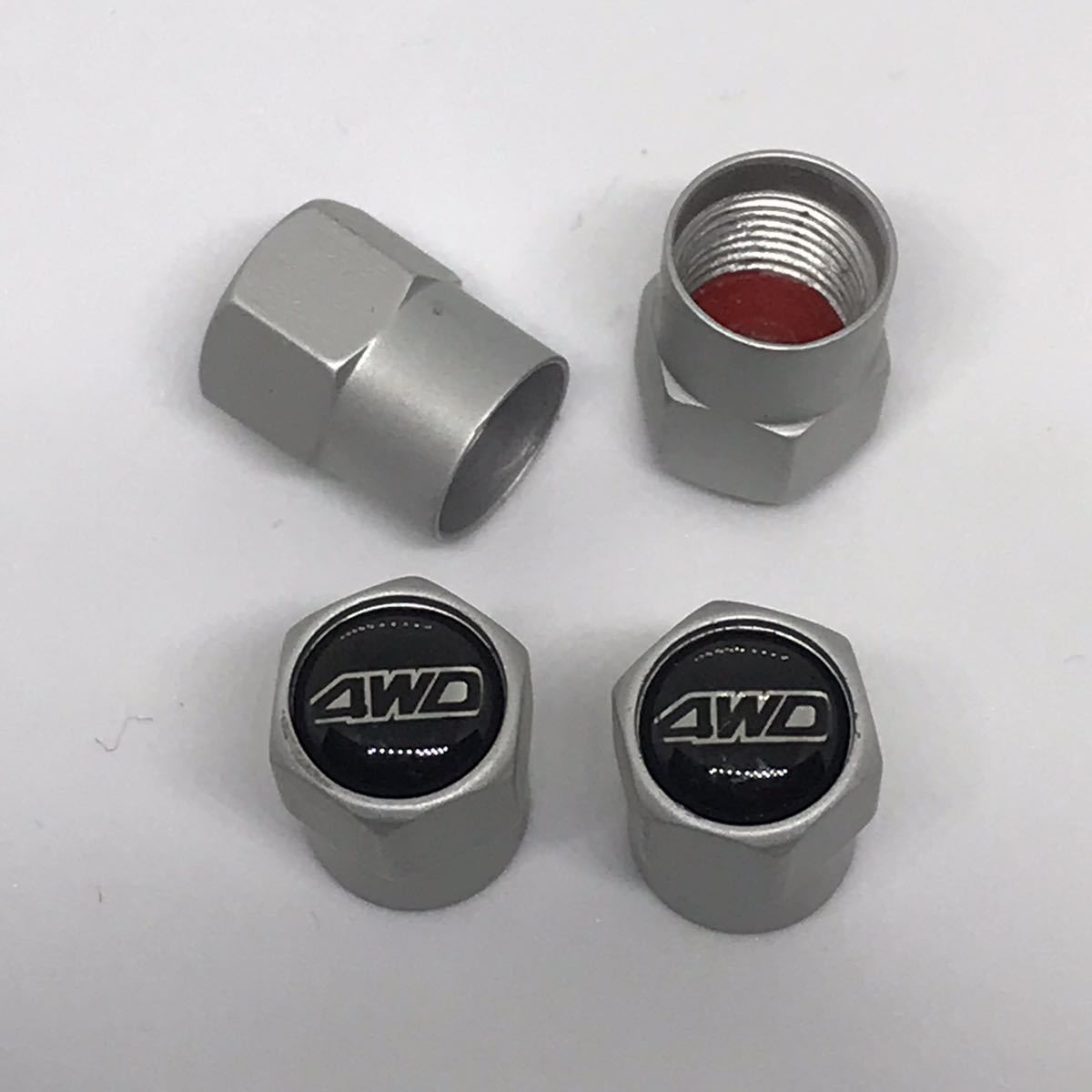 エアバルブキャップ 【4WD シルバー】 エアーバルブキャップ 4×4 四駆 ジープ ランクル インプ スバル アウトランダー ディーゼル_画像1