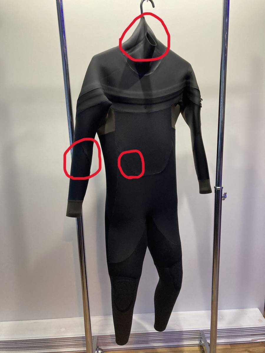 セミドライ 5×3mm　MLサイズ ウェットスーツ ロングチェストジップ メンズ 冬用 保温 裏起毛 セミドライスーツ スキン ウエットスーツ_画像3