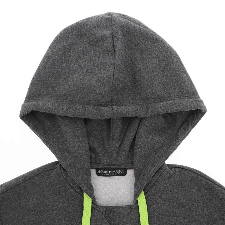 EMPORIO ARMANI エンポリオ アルマーニ フーディー パーカー 裏起毛 スウェット トレーナー ラウンジウェア 長袖 メンズ 54075712 グレー M_画像2