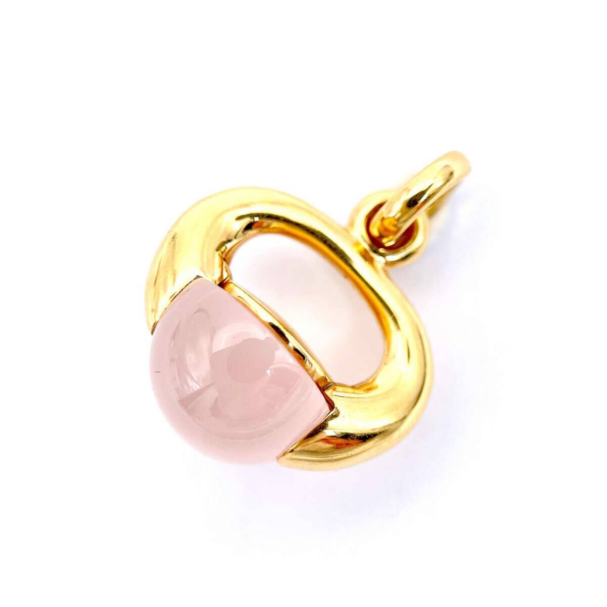 1円～ 訳あり ポメラート ルナ ローズクォーツ 石欠けあり ペンダントトップ 750 K18YG 金 ゴールド ブランドジュエリー 6.7g Pomellato_画像1