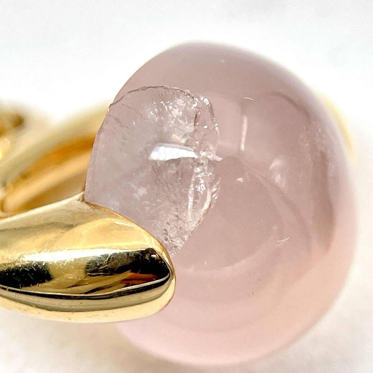 1円～ 訳あり ポメラート ルナ ローズクォーツ 石欠けあり ペンダントトップ 750 K18YG 金 ゴールド ブランドジュエリー 6.7g Pomellato_画像4