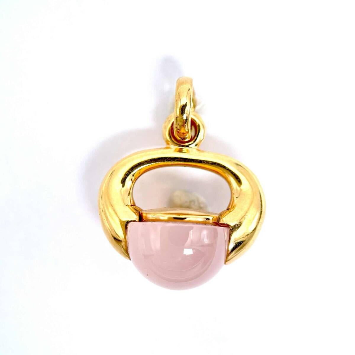 1円～ 訳あり ポメラート ルナ ローズクォーツ 石欠けあり ペンダントトップ 750 K18YG 金 ゴールド ブランドジュエリー 6.7g Pomellato_画像6
