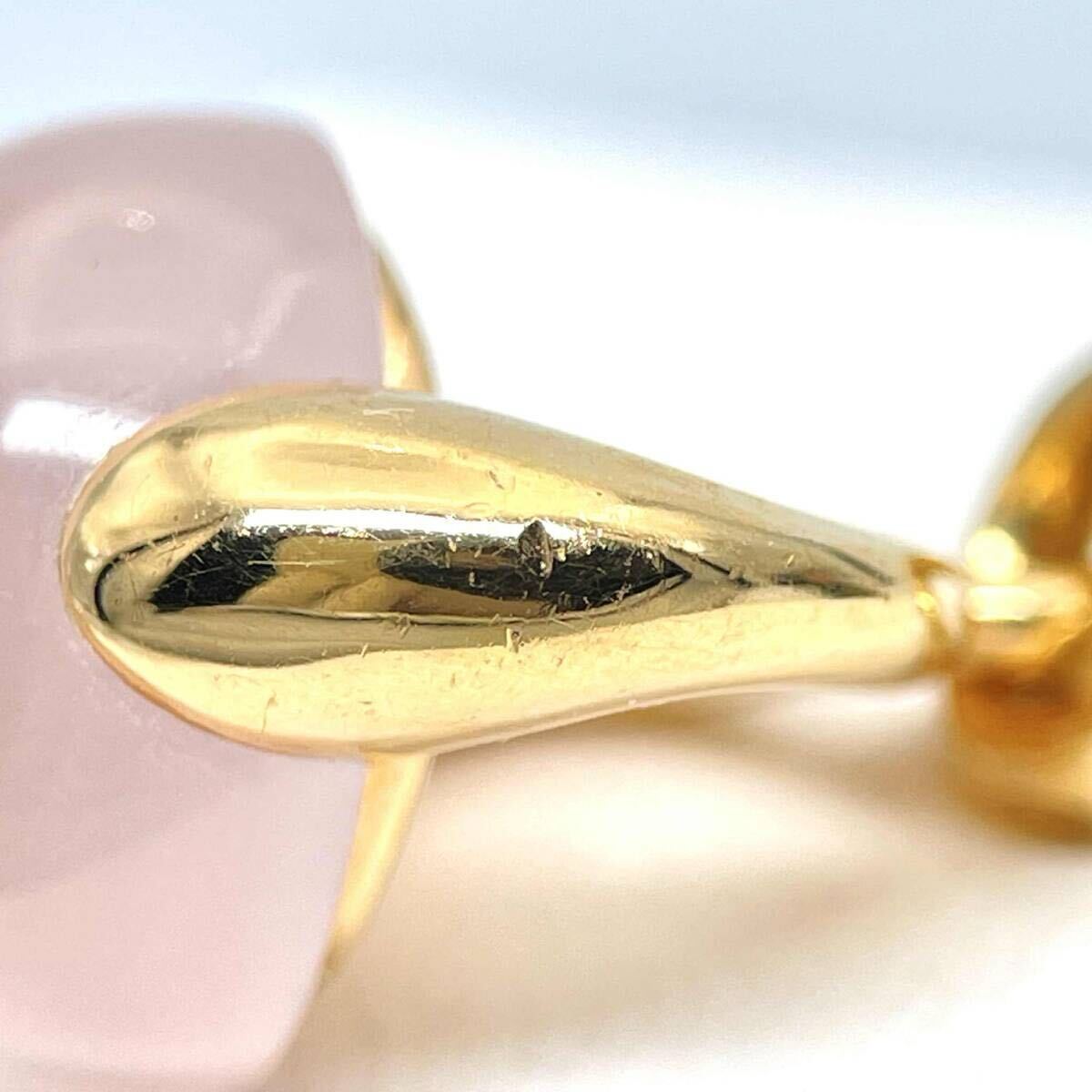 1円～ 訳あり ポメラート ルナ ローズクォーツ 石欠けあり ペンダントトップ 750 K18YG 金 ゴールド ブランドジュエリー 6.7g Pomellato_画像8