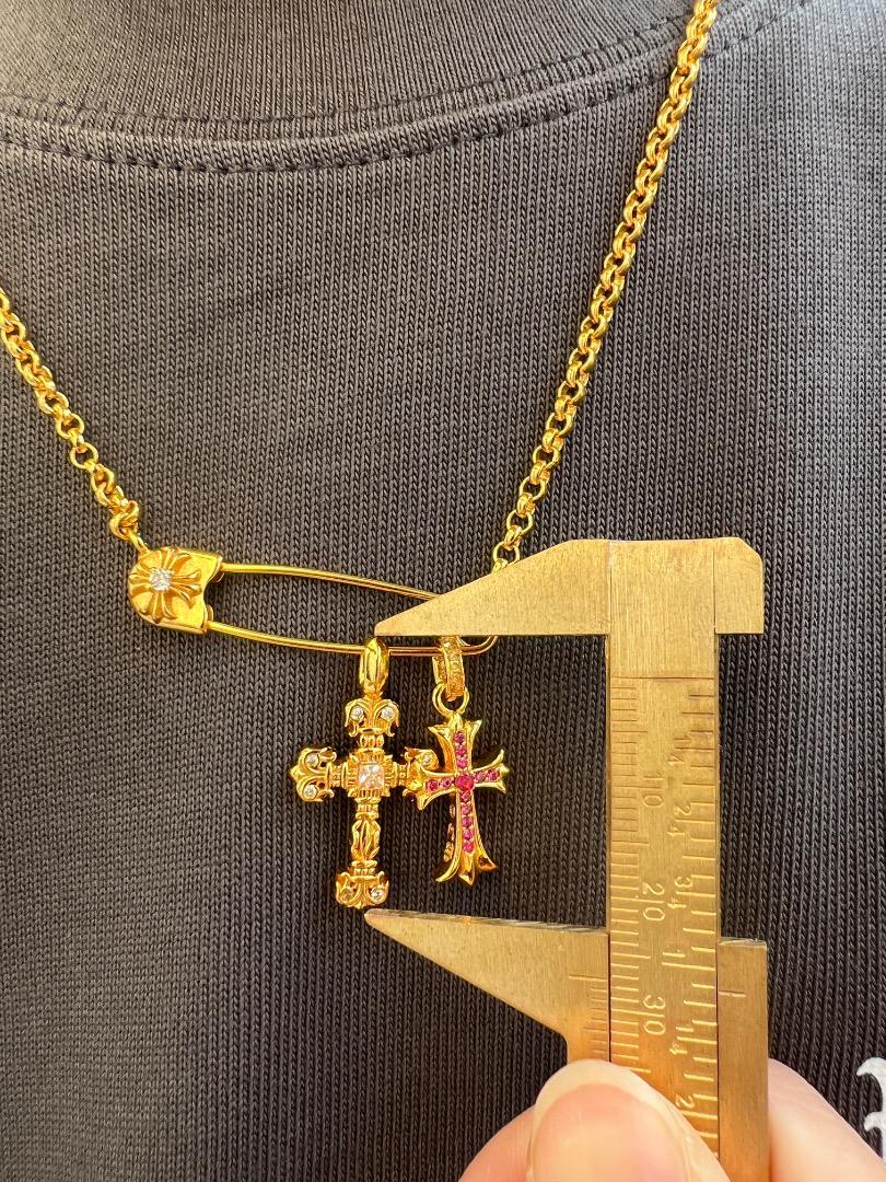 ★JSF+B 22K金メッキS925 デザイン型安全ピン付クロスネックレス_画像9