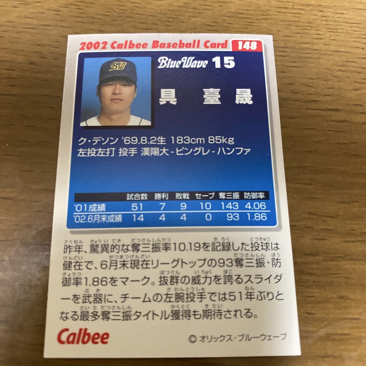 カルビー オリックスバファローズ具臺晟_画像2
