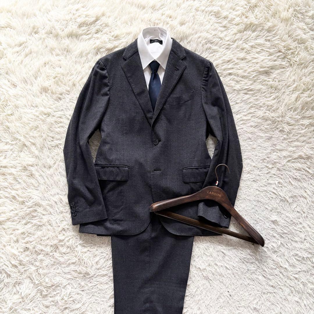 ＜美品＞ LARDINI ラルディーニ ダークグレー ウール スーツ セットアップ サイズ48 Lサイズ ビジネス 結婚式_画像1