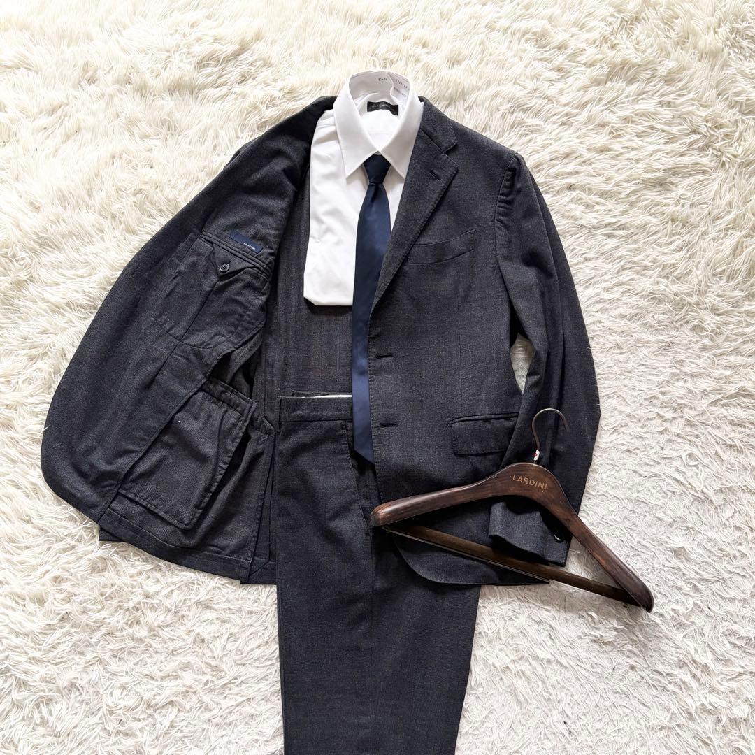 ＜美品＞ LARDINI ラルディーニ ダークグレー ウール スーツ セットアップ サイズ48 Lサイズ ビジネス 結婚式_画像2