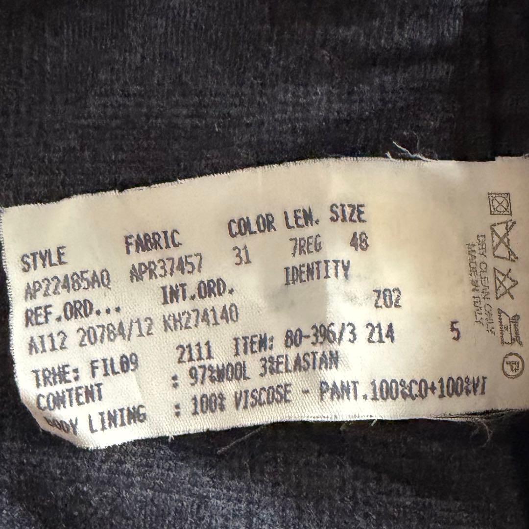 ＜美品＞ LARDINI ラルディーニ ダークグレー ウール スーツ セットアップ サイズ48 Lサイズ ビジネス 結婚式_画像9