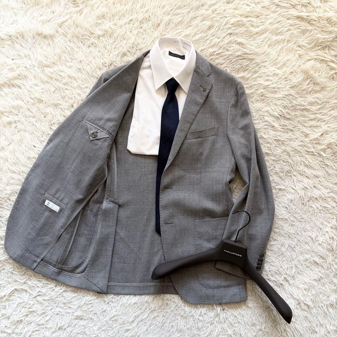 ＜美品＞ TAGLIATORE タリアトーレ グレー ウール ジャケット サイズ48 Lサイズ ビジネス 結婚式_画像2
