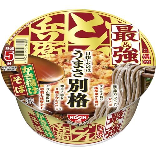 どん兵衛 日清の最強どん兵衛 かき揚げそば [やげん堀 特製七味唐辛子] 日清食品 カップ麺 101g×12個_画像1