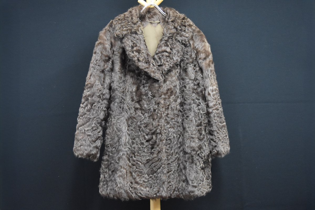 A-730_K 中古 ジャンク品 MoonBatFur ムーンバットファー パステルミンク 八分 コート サイズ15 ブラウン 毛皮 リアルファー アウター_画像1