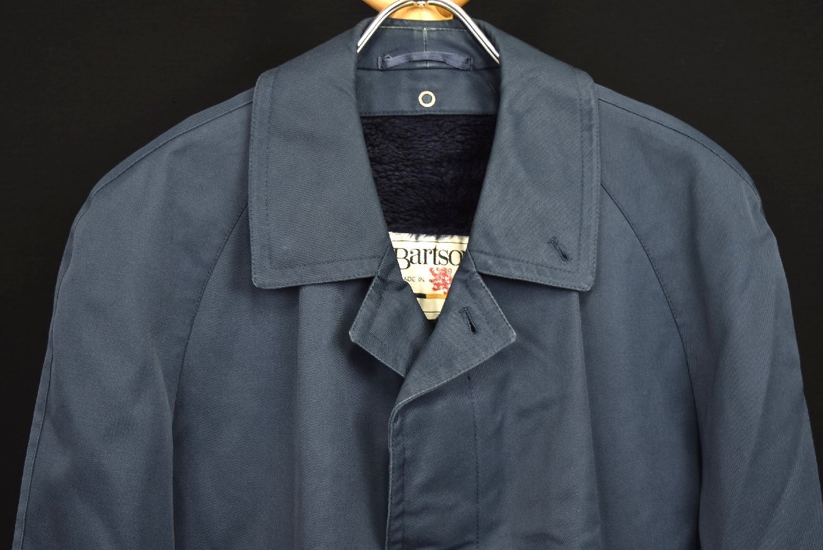 C-331 中古 ジャンク品 Bartson's バートソンズ ステンカラー コート ネイビー ボアライナー付き サイズ46 ベルギー製 メンズ ジャケット_画像2