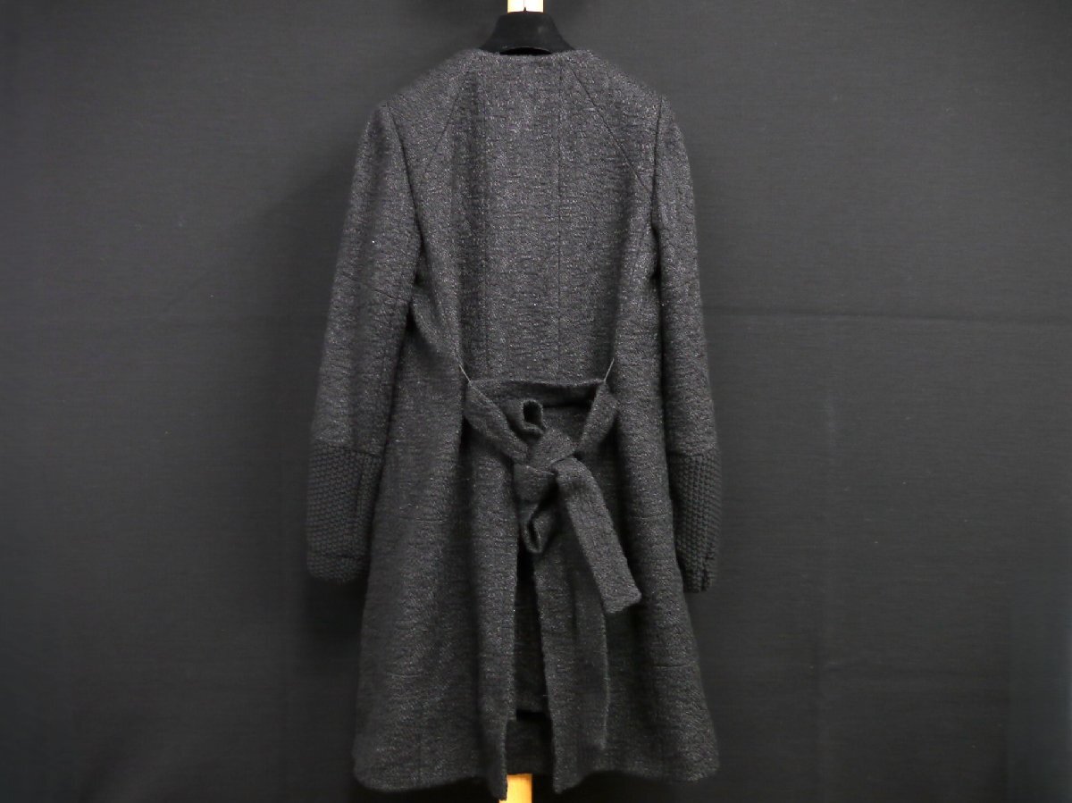 C-339 中古 ジャンク品 Chloe クロエ シルク混 ロングコート 黒 サイズ38 フランス製 ハンガー付き レディース アウター 袖ニット切り替え_画像3