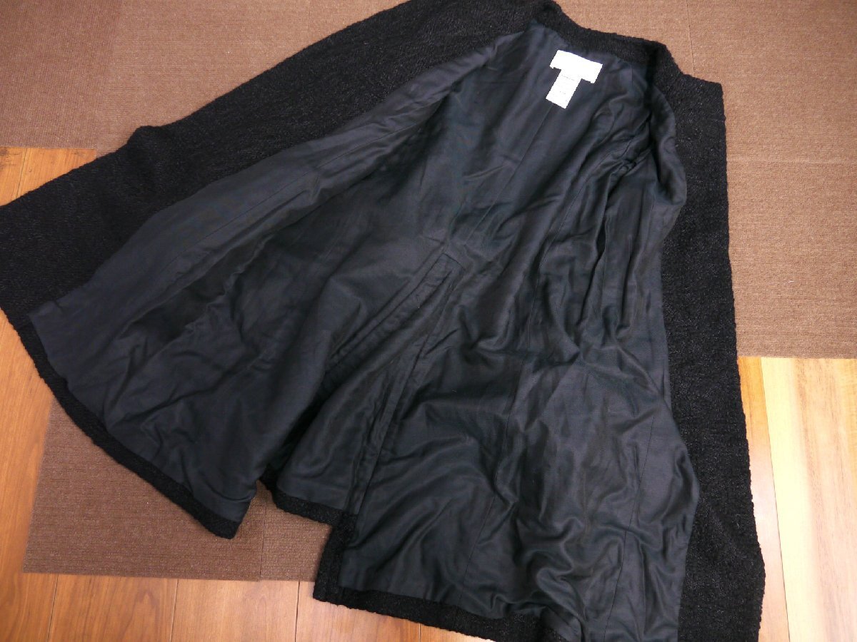 C-339 中古 ジャンク品 Chloe クロエ シルク混 ロングコート 黒 サイズ38 フランス製 ハンガー付き レディース アウター 袖ニット切り替え_画像4