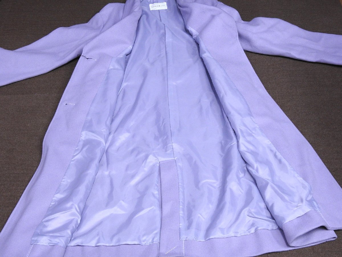 C-334 中古 未使用 ジャンク品 Couture Brooch クチュールブローチ ロングコート パープル サイズ38 M レディース アウター ジャケット_画像4