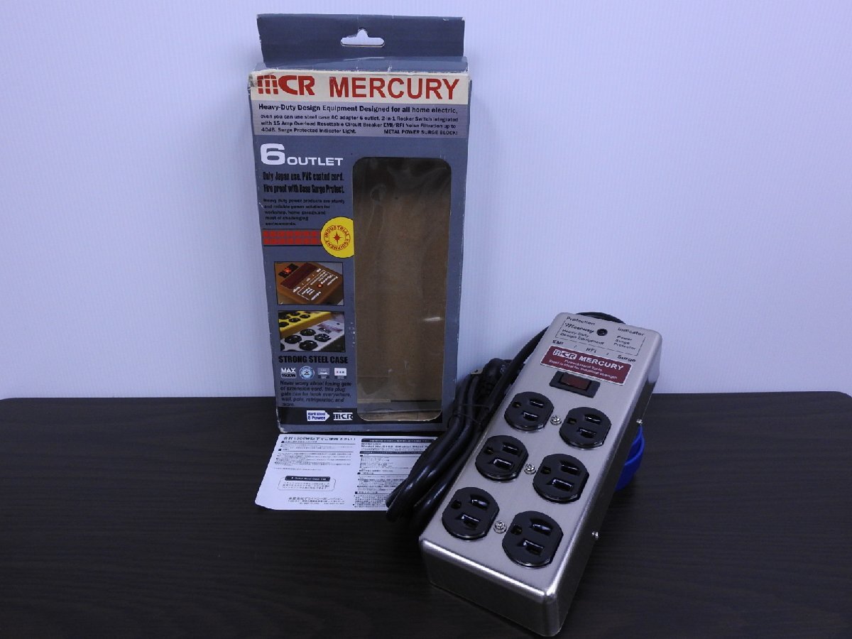 B-641 中古 ジャンク品 Mercury マーキュリー 電源タップ 6口 延長コード マルチタップ コード ケーブル インテリア アメリカン_画像1