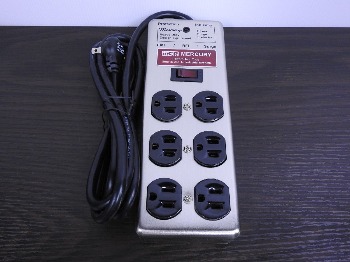 B-641 中古 ジャンク品 Mercury マーキュリー 電源タップ 6口 延長コード マルチタップ コード ケーブル インテリア アメリカン_画像2