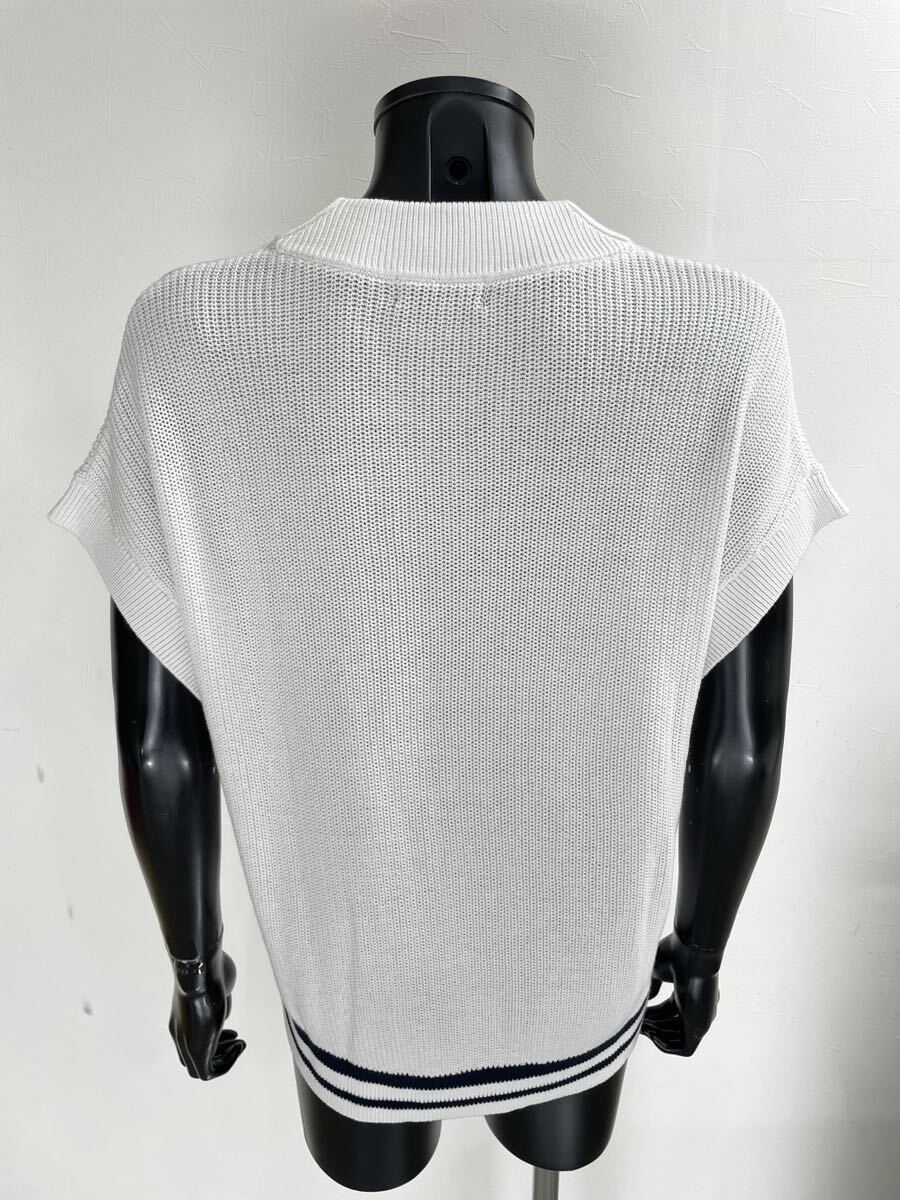 【USED】Callaway キャロウェイ アクリル Vネック ニット ベスト ロゴ刺繍 ホワイト 白 レディース L ゴルフウェア_画像3