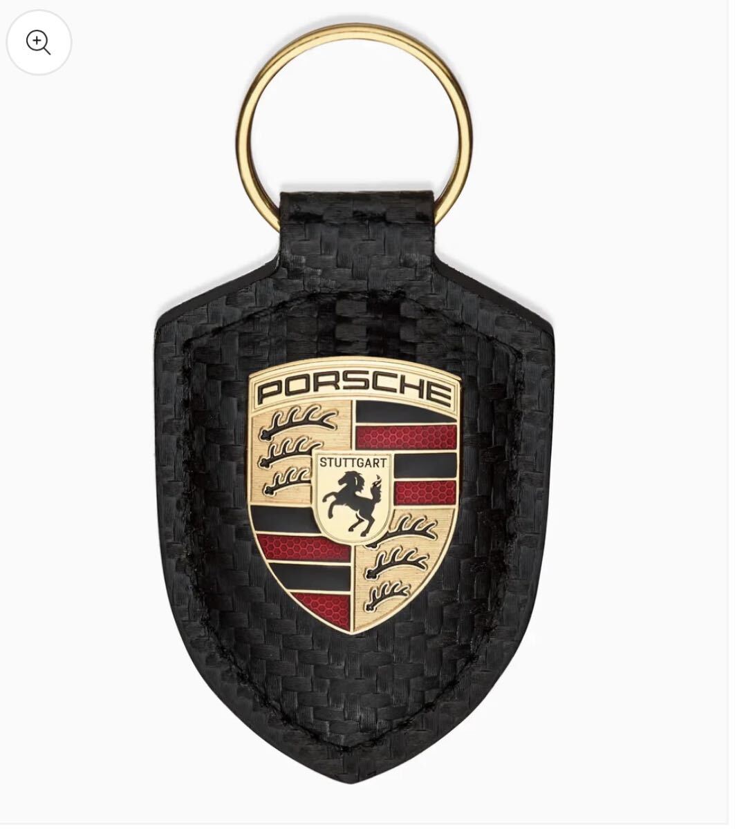 新品 ポルシェ クレストキーリング（カーボン調） - 25Y カレラGT コレクション　新発売 クレストキーホルダー_画像1