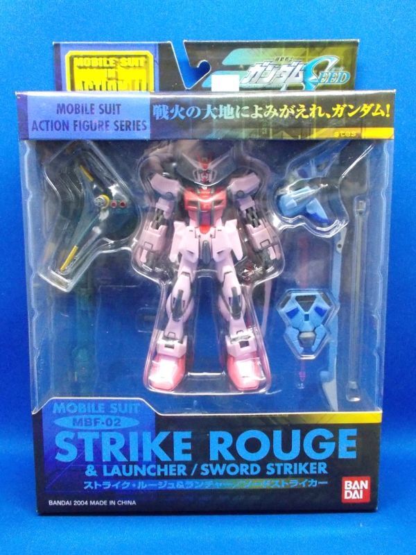 未開封 ストライク・ルージュ&ランチャー/ソードストライカー MOBILE SUIT IN ACTION!! BANDAI 2004年 機動戦士ガンダムSEED フィギュア_画像1