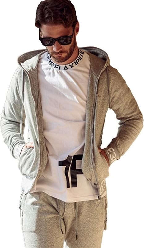 1piu1uguale3 RELAX リブロゴ ジップアップパーカー ラインストーン グレー サイズXL USO-21058_画像2