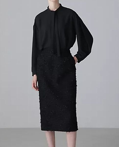 ADORE 24SS ファンシーツィードワンピース 異素材 黒 サイズ38_画像1