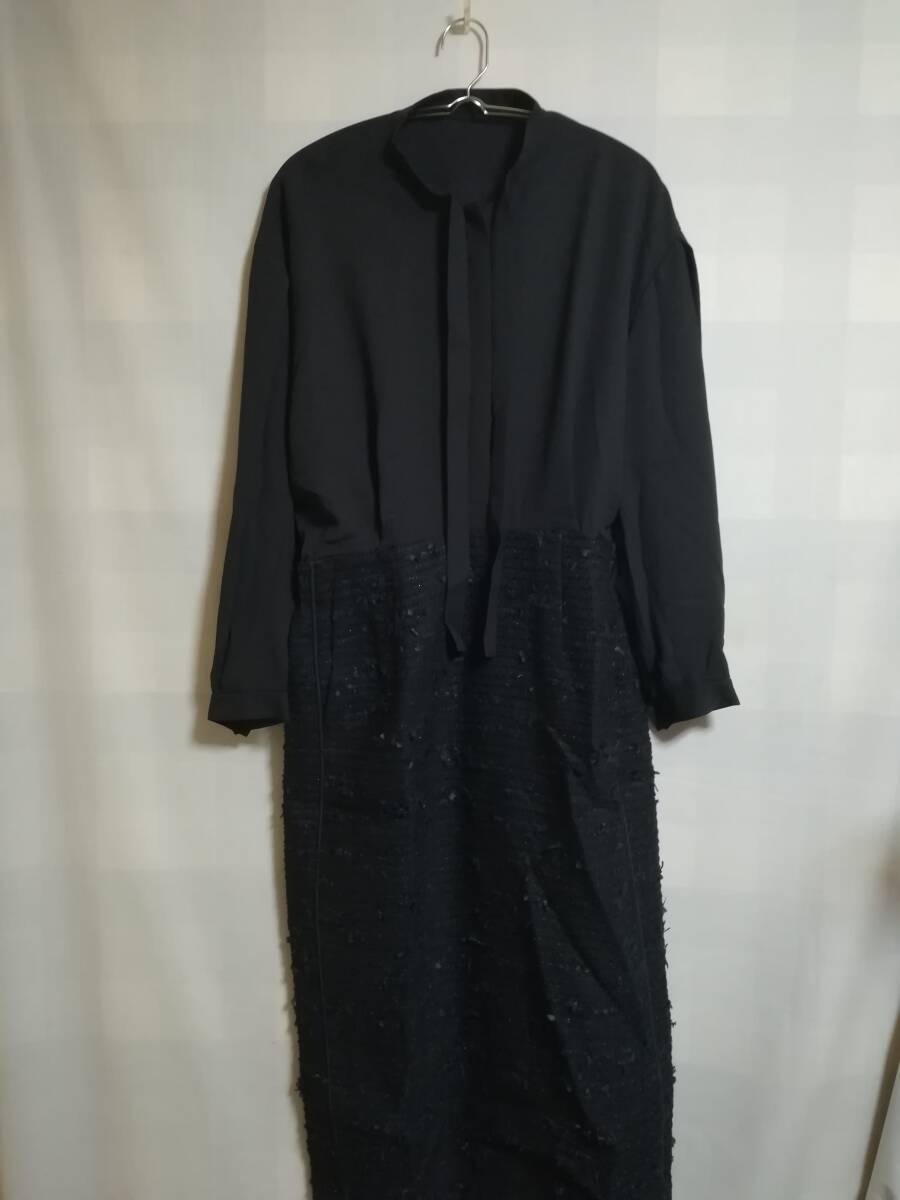 ADORE 24SS ファンシーツィードワンピース 異素材 黒 サイズ38_画像3