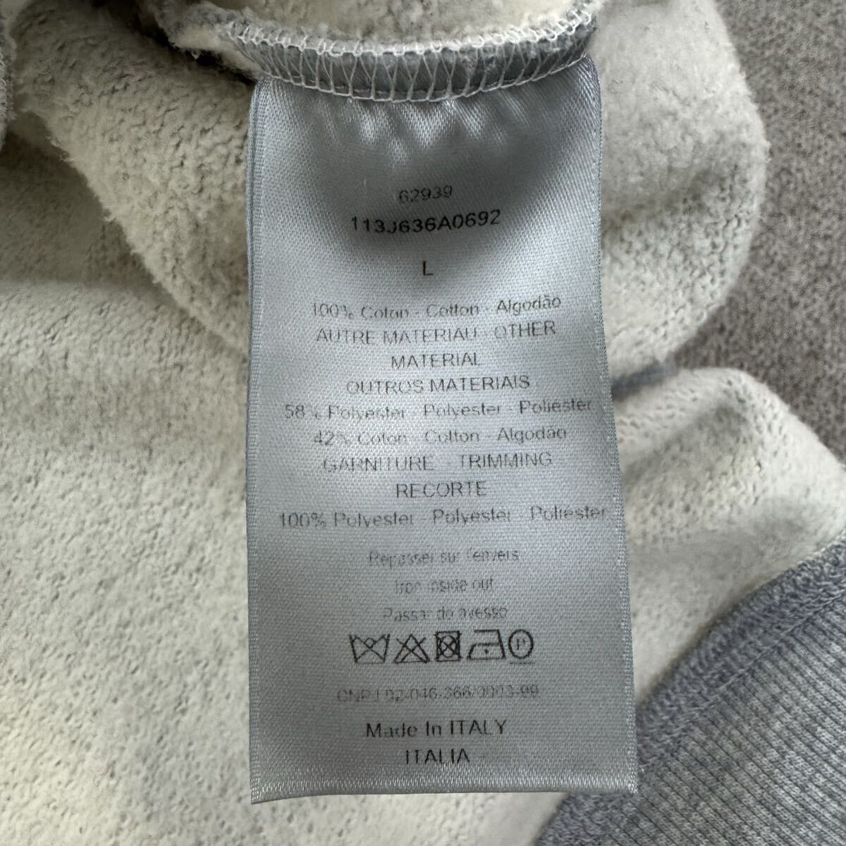 335『極美品・現行タグ』 DIOR ディオール メンズ オブリーク ロゴ 刺繍 プルオーバー パーカー スウェット フーディ グレー Lサイズ_画像7