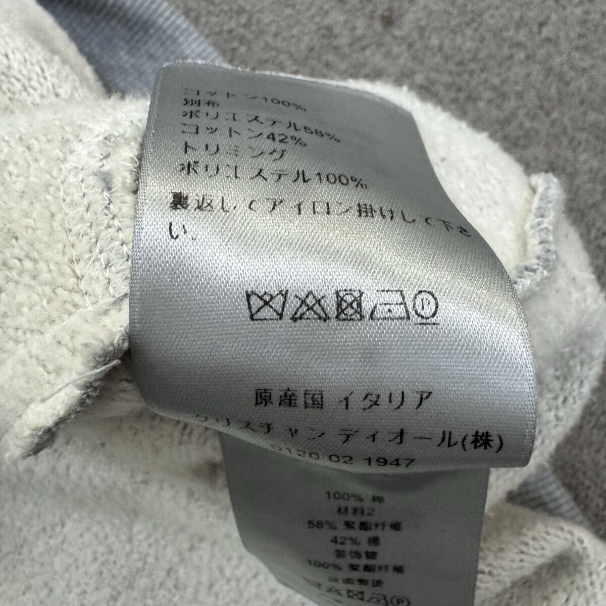 335『極美品・現行タグ』 DIOR ディオール メンズ オブリーク ロゴ 刺繍 プルオーバー パーカー スウェット フーディ グレー Lサイズ_画像8