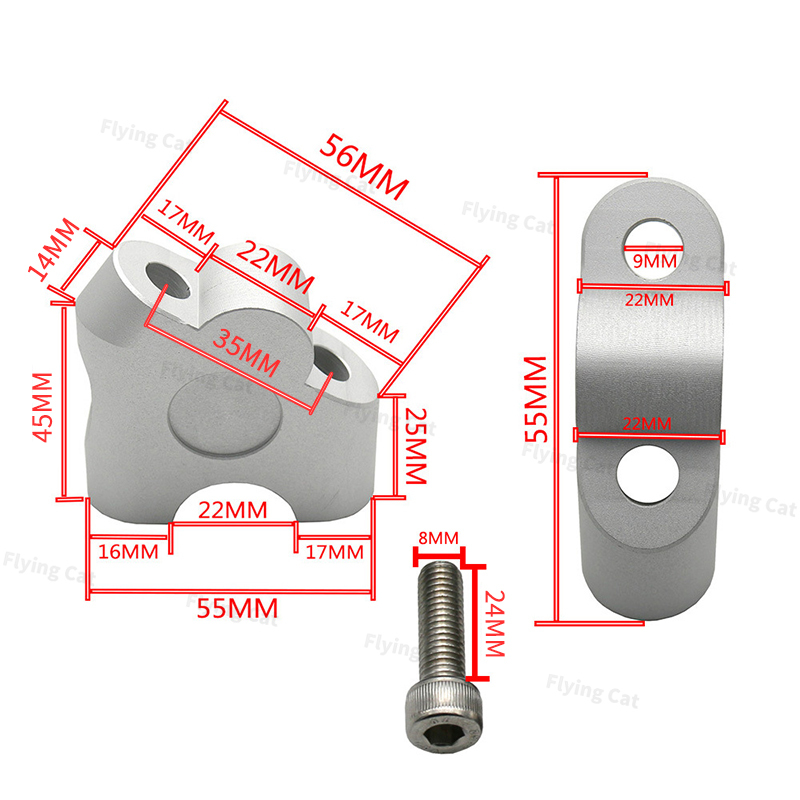 ハンドルアップ スペーサー ライザー 22mm バイク シルバー 汎用 マウント ポジション ブラケット クランプ ホンダ カワサキ スズキ ヤマハ_画像5