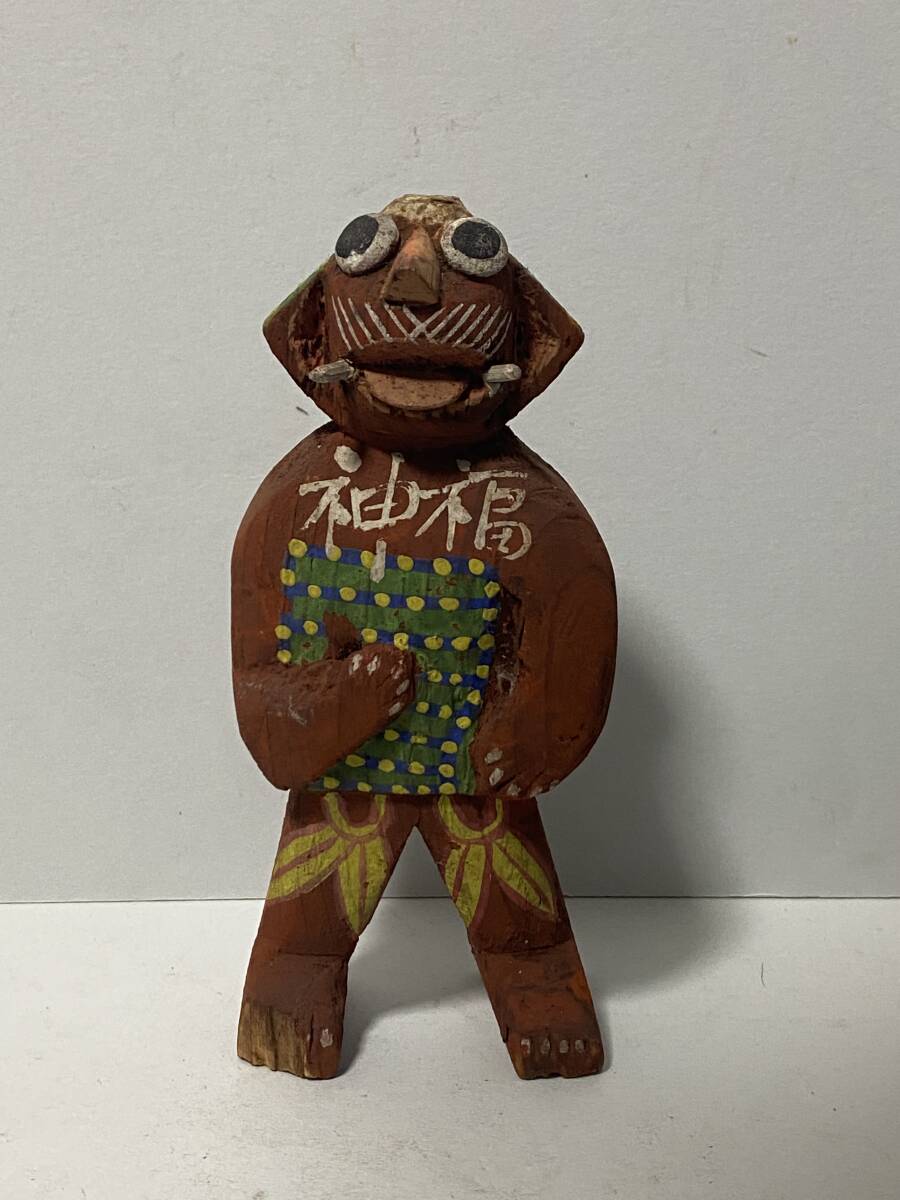 【郷土玩具】朝鮮 木彫り 神福_画像1