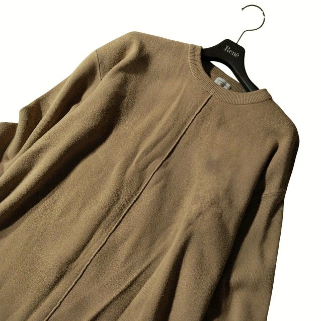 62 【URBAN RESEARCH DOORS】 アーバンリサーチ ニットワンピース ロングワンピース 長袖 ベージュ 無地 シンプル クルーネック 丸首 秋冬_画像2