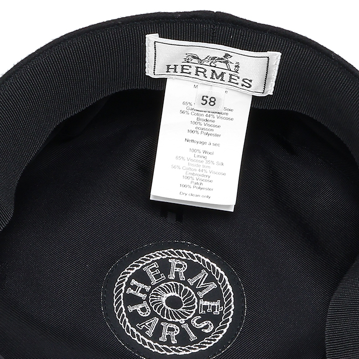 新品同様 エルメス カブール アン フィネス キャスケット 58 ウール ブラック レディース HERMES_画像6