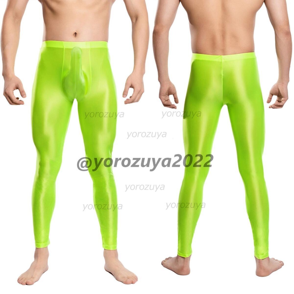 181-271-25 ツヤツヤ 光沢 サオ付き アンクル レギンス【グレーLサイズ】男性 メンズ 勃起パンツ ランジェリー ブリーフ ショーツ.2_画像3