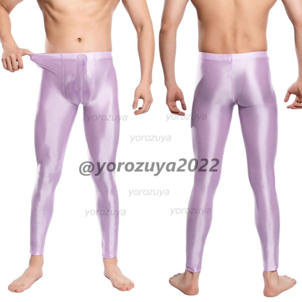 181-271-25 ツヤツヤ 光沢 サオ付き アンクル レギンス【グレーLサイズ】男性 メンズ 勃起パンツ ランジェリー ブリーフ ショーツ.2_画像5