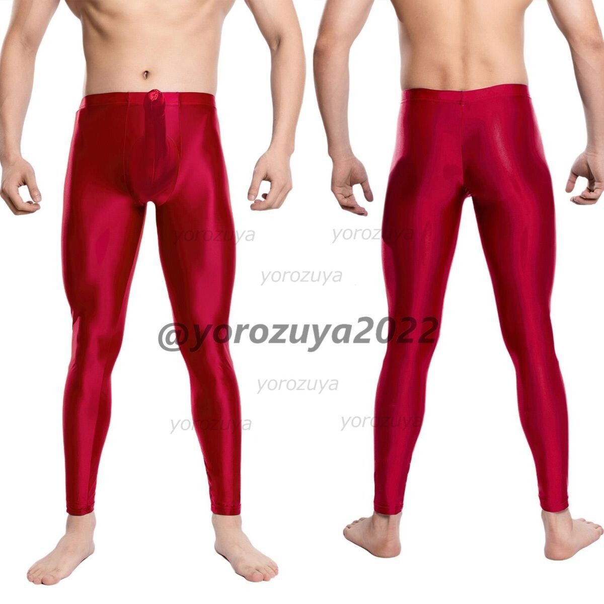 181-271-25 ツヤツヤ 光沢 サオ付き アンクル レギンス【グレーLサイズ】男性 メンズ 勃起パンツ ランジェリー ブリーフ ショーツ.2_画像7