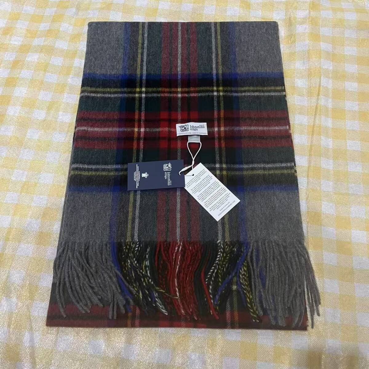 Johnstons ジョンストンズ カシミア 大判ストール マフラー タータンチェック_画像1